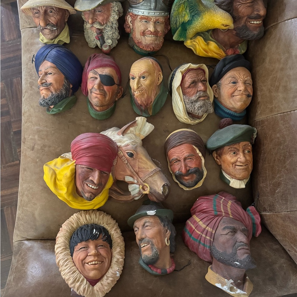 Vintage Bossons Chalkware Wall Art Hanging Heads